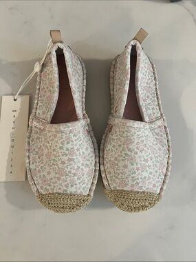 Pink Floral Kids Slip-On Espadrille Slippers